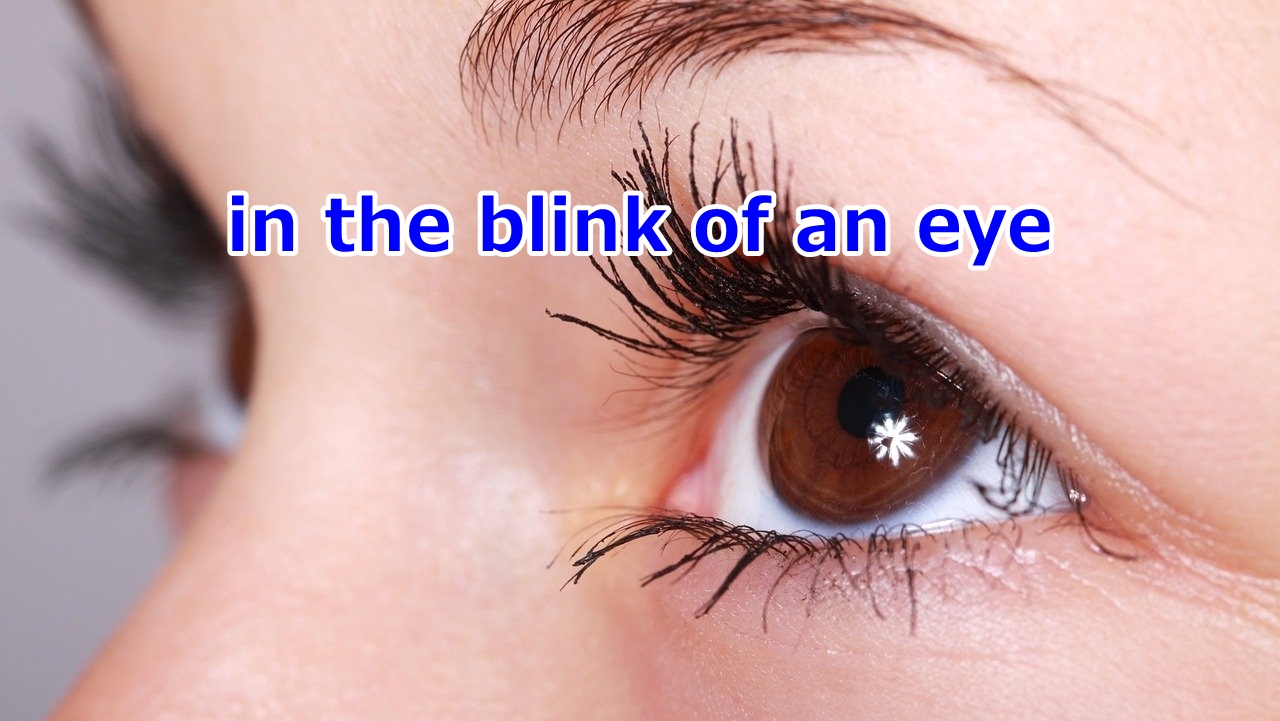 in the blink of an eye またたく間に、あっという間に