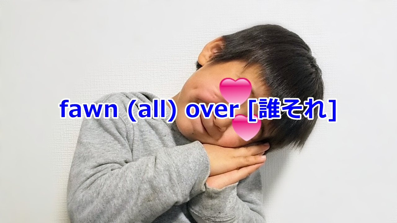 fawn (all) over [誰々] …のご機嫌を取る、へつらう