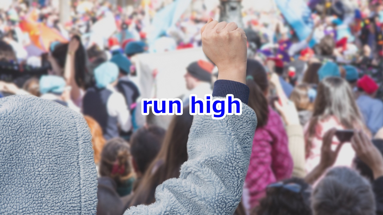 run high [感情などが] 高まる、激する
