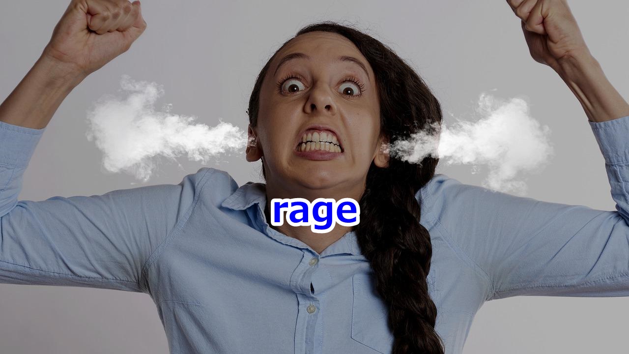 rage 激怒、激情、逆上、憤怒、制御できないほどの怒り